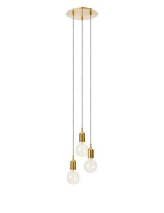 Markslöjd Bronx rond – Suspension métal bronze, 3 ampoules E27, design industriel élégant.