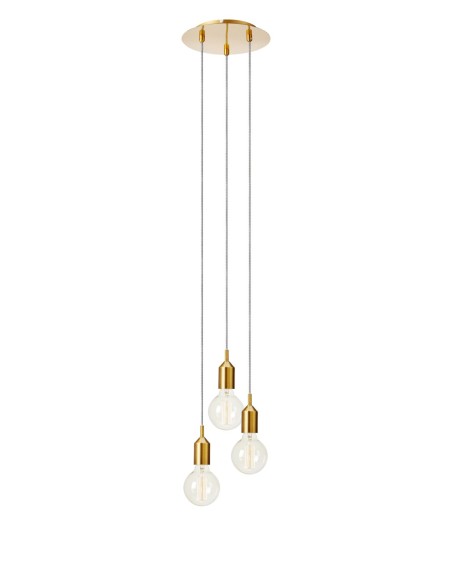 Markslöjd Bronx rond – Suspension métal bronze, 3 ampoules E27, design industriel élégant.