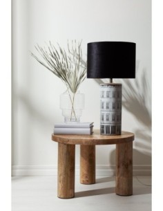 Lampe de table Ichi – Pied céramique sculptée, abat-jour velours noir, ampoule E27, câble textile. 2