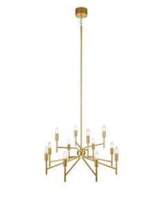 Plafonnier Regent Doré – Lustre 12 lumières E14, métal doré, hauteur réglable, style majestueux.