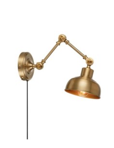 Applique Grimstad – Métal laiton foncé, ampoule E27, interrupteur intégré, style élégant.