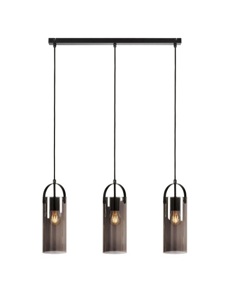 Markslöjd Glory – Suspension 3xE27 en verre fumé et métal noir, style industriel