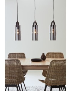 Markslöjd Glory – Suspension 3xE27 en verre fumé et métal noir, style industriel 2