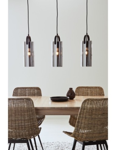 Markslöjd Glory – Luminaire suspendu à trois abat-jour en verre fumé, design moderne