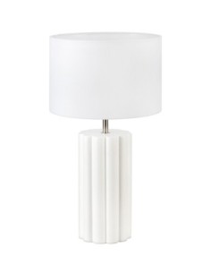 Markslöjd COLUMN – Lampe de table élégante 44 cm, pied en céramique blanche et abat-jour textile