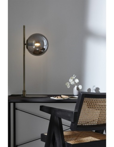 Markslöjd Dione Antique/Fumée – Design vintage, pied fer laiton antique, interrupteur marche/arrêt.