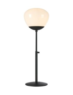 Markslöjd Rise noire grande – Lampe de table E27 40W max, métal noir, abat-jour verre blanc.