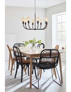 Markslöjd Amistoso – Suspension 8 bras, fer noir mat, culot E27, câble 1,5 m, fixation crochet. 2