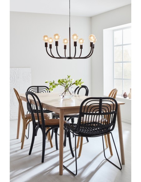 Markslöjd Amistoso – Lustre géométrique 8 lumières, métal noir, design contemporain.