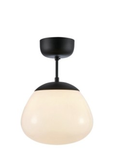 Markslöjd Rise – Plafonnier encastré métal noir, verre opale blanc, ampoule E27 40W max.