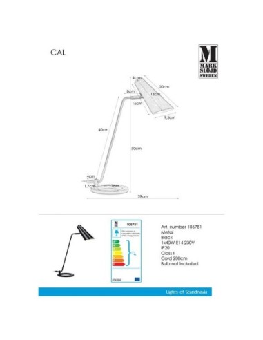 Lampe de table et de bureau noire Cal - Markslöjd Leluminaireled.com