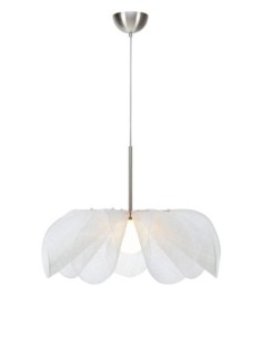 Markslöjd Styrka – Suspension blanche Ø75 cm, fibre naturelle et globe opalin