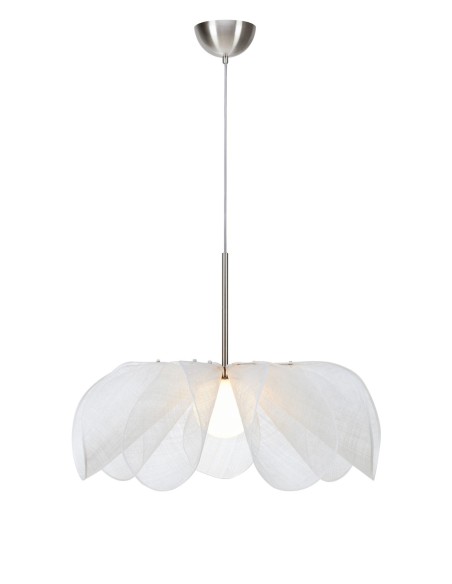 Markslöjd Styrka – Suspension blanche Ø75 cm, fibre naturelle et globe opalin
