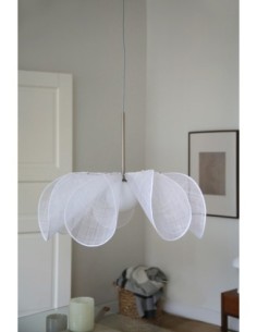 Markslöjd Styrka – Suspension blanche Ø75 cm, fibre naturelle et globe opalin 2