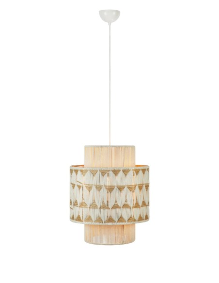 Plafonnier Ano en macramé beige et marron, structure fer solide, style naturel et artisanal.