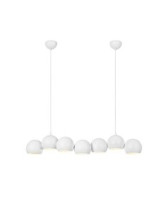 Suspension Cupolo 7 ampoules E14, design à bulles suspendues, cordon textile blanc élégant.