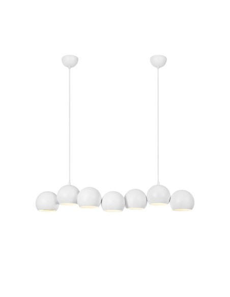 Suspension Cupolo 7 ampoules E14, design à bulles suspendues, cordon textile blanc élégant.