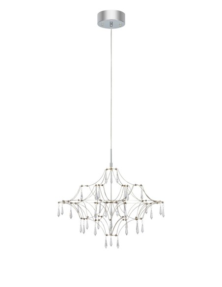 Lustre Efesos LED 14W avec 37 cristaux Asfour, design moderne et lumière blanc chaud.