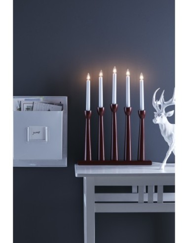 Lampe de table bougeoir Noël 5xE10 3W rouge intérieur | Markslöjd