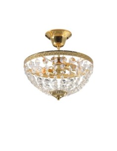 Markslöjd Hanaskog – Plafonnier 2xE14, doré et cristal, design élégant Ø30 cm