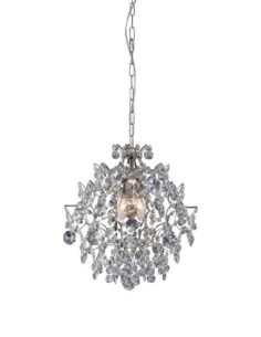 Markslöjd Rosendal – Lustre 3xE14, chrome et cristal, design élégant Ø40 cm