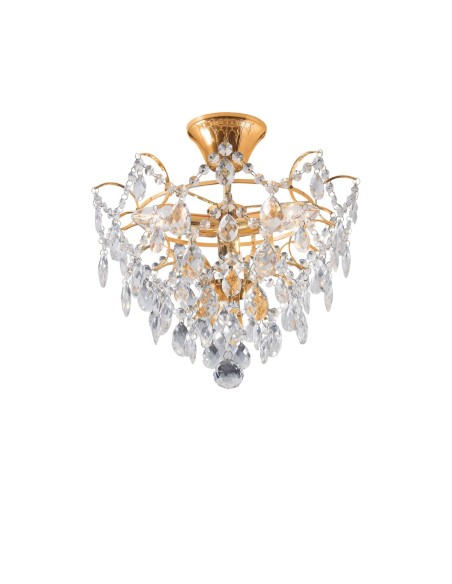 Markslöjd Rosendal – Plafonnier cristal 3xE14, métal doré, design raffiné