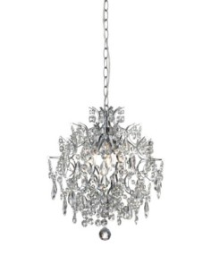 Markslöjd Häringe – Lustre 3xE14, chrome et cristal transparent, design élégant