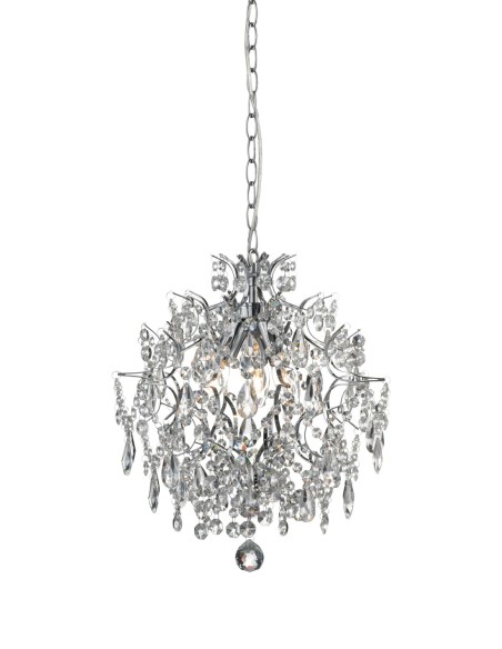 Markslöjd Häringe – Lustre 3xE14, chrome et cristal transparent, design élégant