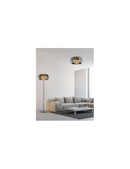 Trio – Vapore – Luminaire élégant Ø40 cm avec verre chromé transparent à l’allumage