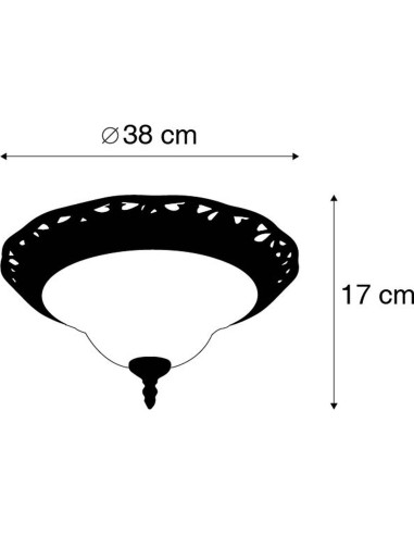 Trio Rustica – Plafonnier 2xE27 max.60W, design classique verre & métal rouille