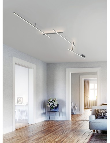 Plafonnier LED Nickel Mat 25W 3000lm 3000K avec variateur – Trio - Indira