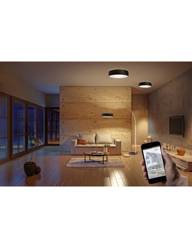 Trio – Hotel – Plafonnier décoratif 3xE27, tissu noir et blanc, LED recommandé