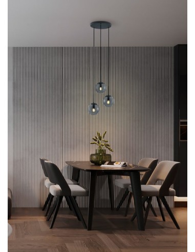 Suspension verre fumé  3xE14 -  Hauteur réglable - Trio – Balini