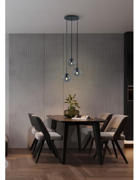 Suspension verre fumé  3xE14 -  Hauteur réglable - Trio – Balini