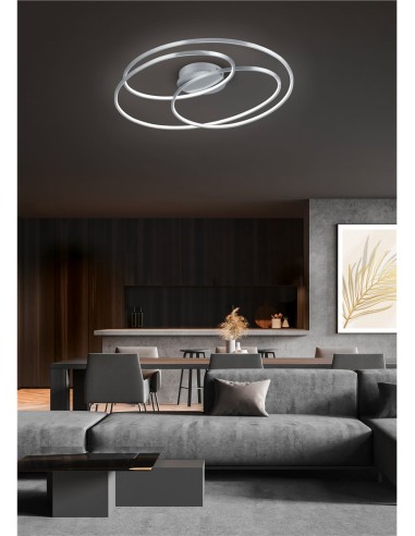 Trio – Gale – Plafonnier élégant à intensité variable avec éclairage LED puissant pour salon ou salle à manger