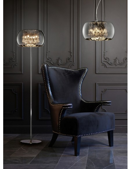 Trio – Vapore – Lampadaire décoratif avec abat-jour translucide et structure en métal chromé