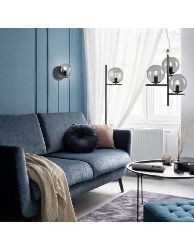 Trio – Pure – Suspension 3xE14, verre fumé, corps métal anthracite, style minimaliste