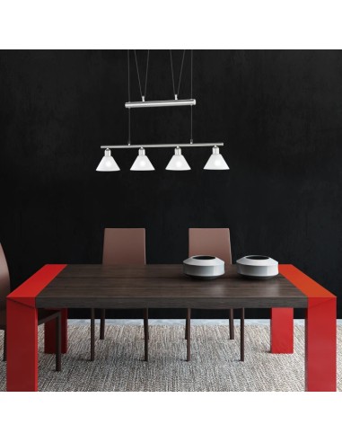 Trio – Stamina – Luminaire suspendu moderne, design sobre en métal brossé et verre opale