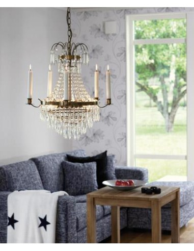 Markslöjd Krageholm – Lustre 3xE14, prismes en cristal et verre transparent, style raffiné