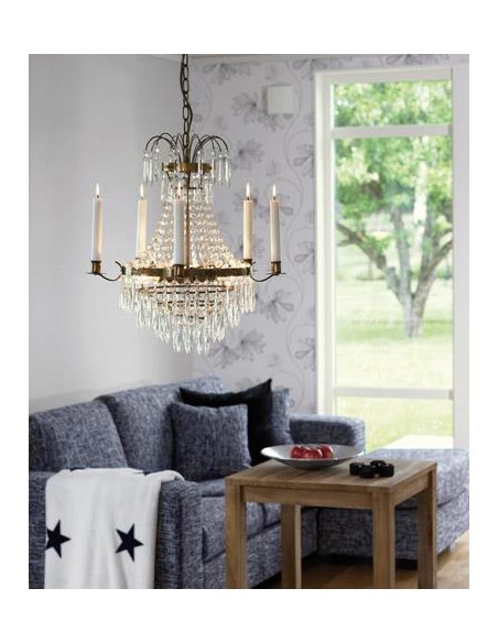 Markslöjd Krageholm – Lustre 3xE14, prismes en cristal et verre transparent, style raffiné