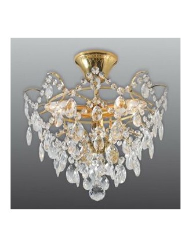 Markslöjd Rosendal – Plafonnier élégant en cristal taillé et doré, 3xE14