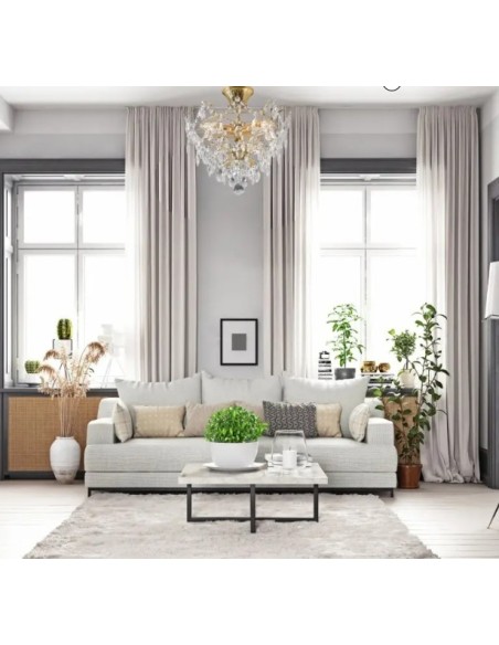 Markslöjd Rosendal – Luminaire plafond doré avec prismes en cristal, style luxueux