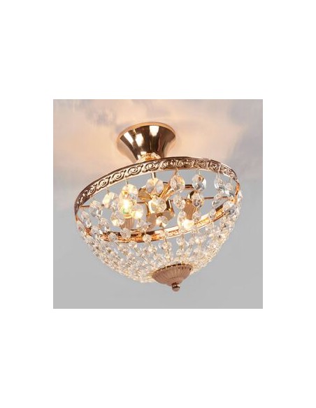 Markslöjd Hanaskog – Plafonnier doré avec prismes en cristal, 2xE14