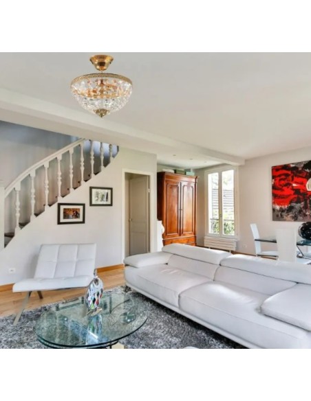 Markslöjd Hanaskog – Plafonnier doré et cristal, éclairage lumineux pour entrée