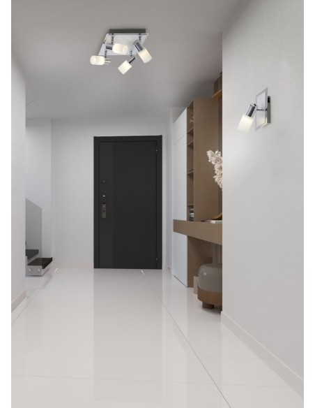 Plafonnier LED 4xSMD 4,3W, chrome et verre mat blanc – Trio - Clapton