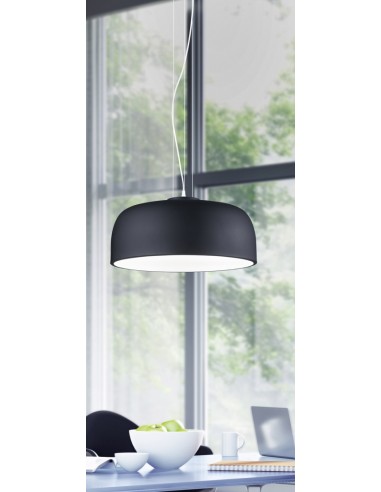 Suspension design 4xE27, métal noir mat et diffuseur blanc – Trio - Baron