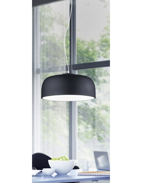 Suspension design 4xE27, métal noir mat et diffuseur blanc – Trio - Baron