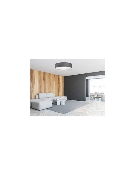Trio – Hotel – Plafonnier 5xE27, abat-jour en tissu gris, nickel mat, idéal pour un intérieur moderne et chaleureux