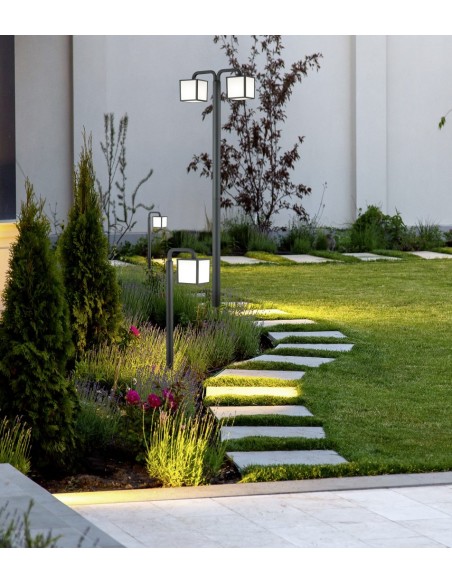 Lampadaire extérieur LED 2x E27 anthracite IP54 H.200cm - Trio - Cubango