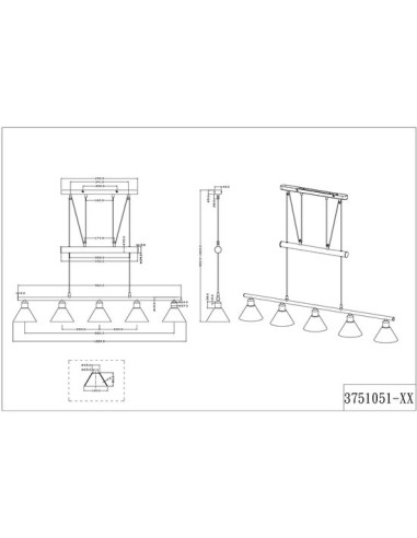Suspension 5 lampes E14 métal noir style moderne - Trio - Stamina